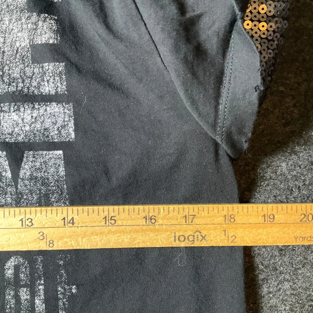Free People Graphic Tee Women S Black Sequin Layered Distressed Rocker Boho Edgy
